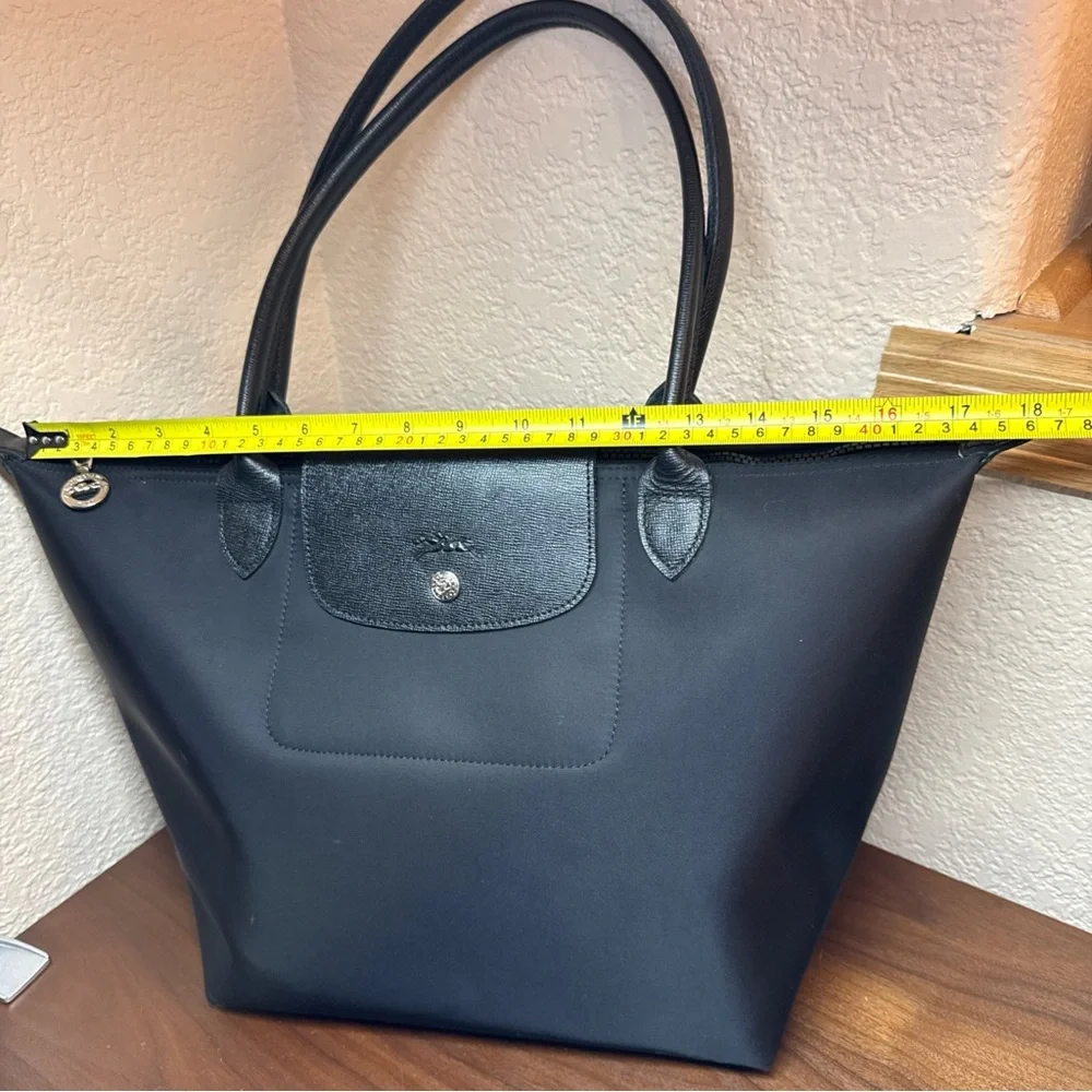 LONGCHAMP Paris Boho Large Tote Handbag In Black Color Made In France - Picture 14 of 16